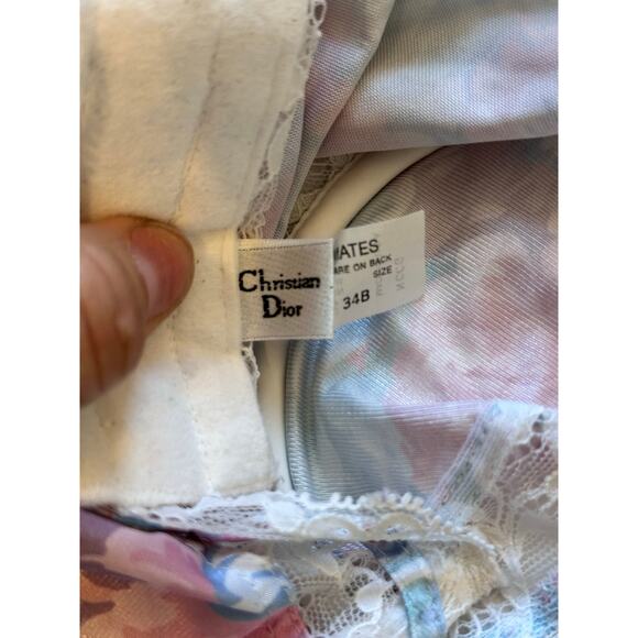 VTG Christian Dior Women's Boned Longline bustier Strapless Bra Size 34B floral - Picture 7 of 9
